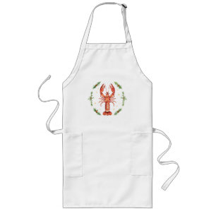 Tablier Long Aquarelle vintage - homard rouge festif