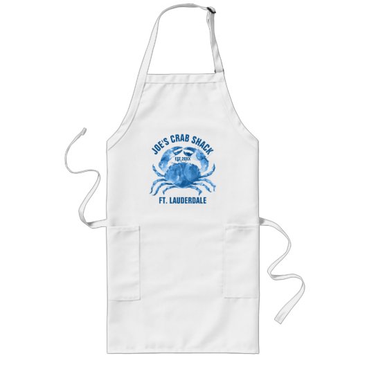 Tablier Long Aquarelles de crabe bleu illustration manuelle (Devant)