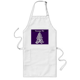 Tablier Long Arbre de Noël moderne Swirl style Doodle long Apro