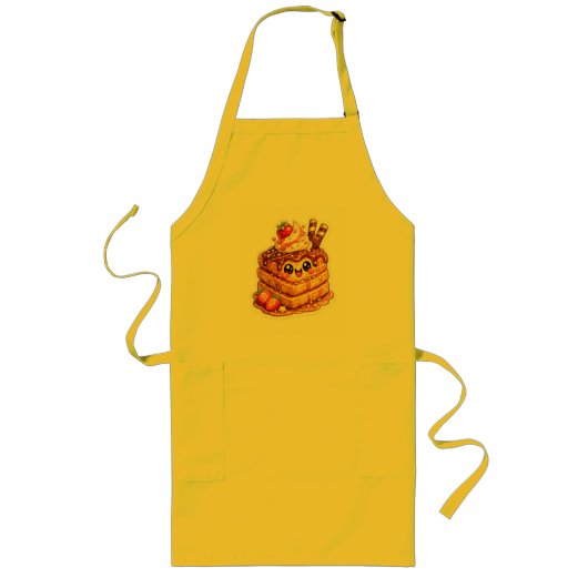 Tablier Long Autocollant de dessert de gaufre heureuse (Devant)
