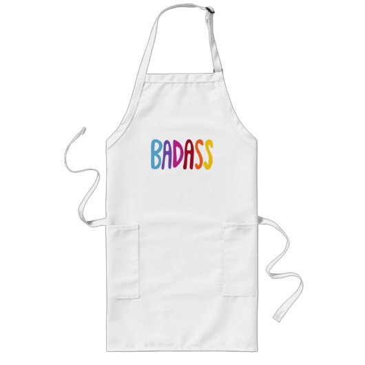 Tablier Long BADASS Lettrage Amusant Coloré  (Devant)