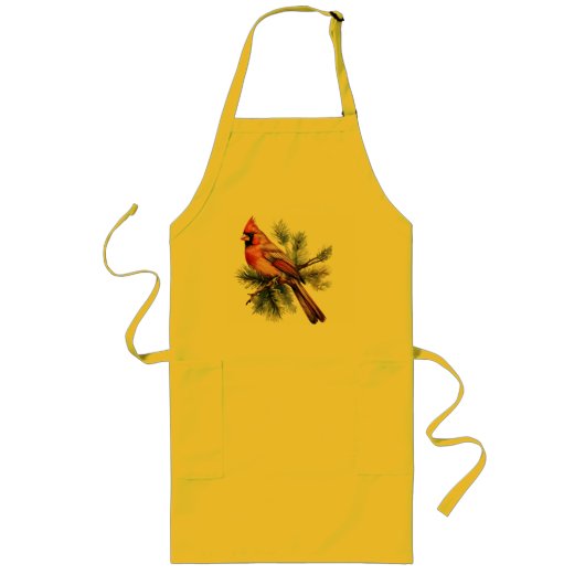 Tablier Long Baies Rouges Vibrantes avec des Feuilles Vertes Lu (Devant)