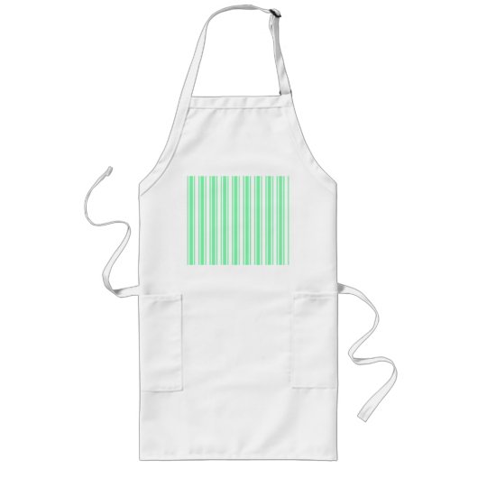 Tablier Long Bandes de bonbons vert et blanc pastel (Devant)