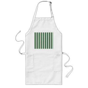 Tablier Long Bandes de bonbons vert foncé et blanc