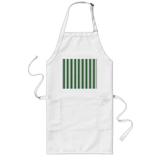 Tablier Long Bandes de bonbons vert foncé et blanc (Devant)