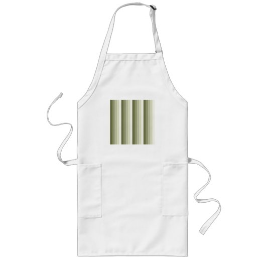 Tablier Long Bandes d'ombre vert olive (Devant)