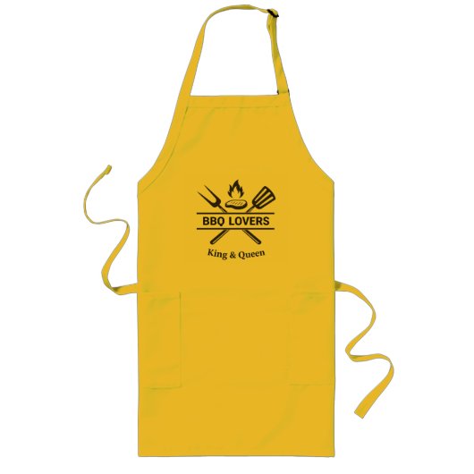 Tablier Long BBQ Lovers King & Queen Apron | Couples Grill Gift (Devant)