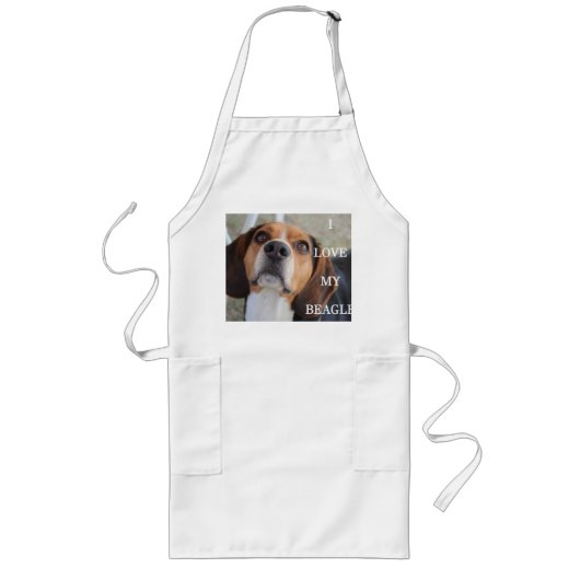 Tablier Long beagle amour w pic noir rouge blanc (Devant)
