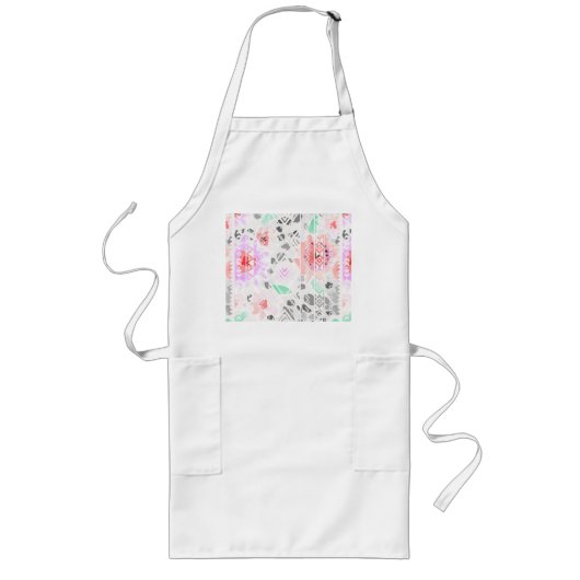 Tablier Long Belle couleur pastel floral aztec (Devant)