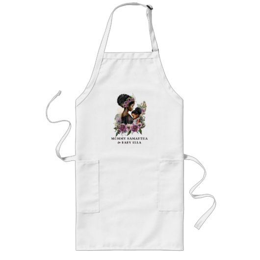 Tablier Long Belle mère et fille noire (6) (Devant)