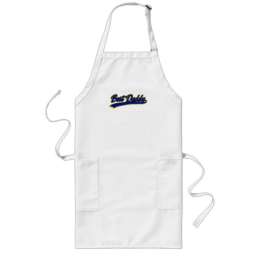 Tablier Long Best Daddy Retro Blue Yellow Typography (Devant)