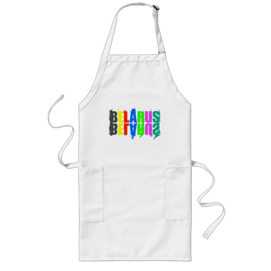 Tablier Long Biélorussie Colorful Happy Lettres (Devant)