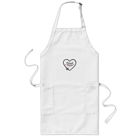 Tablier Long Black Stethoscope Forming Heart Shape with “Proud (Devant)