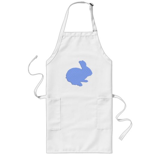 Tablier Long Bleu Polka Point Silhouette Lapin de Pâques Apron (Devant)