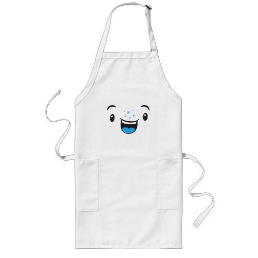 Tablier Long Bleu souriant Kawaii Face Apron (Devant)