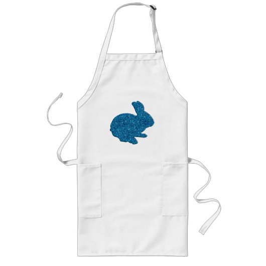 Tablier Long Blue Glitter Silhouette Easter Bunny Apron (Devant)