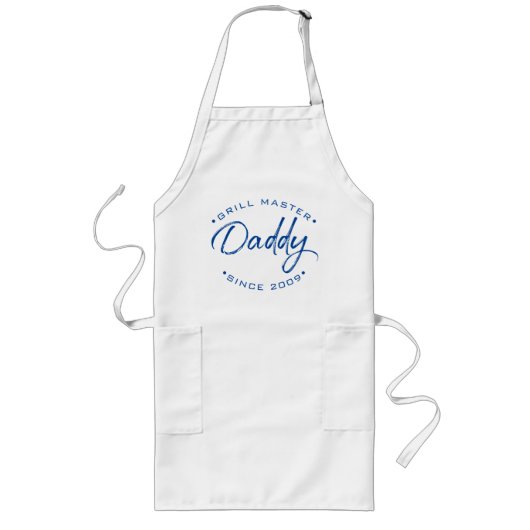 Tablier Long Blue Grill Master Daddy Since Personalized Year (Devant)