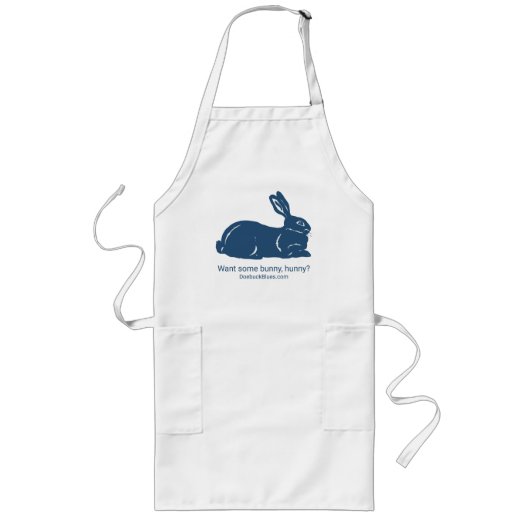 Tablier Long Blue Rabbit Apron - Vous voulez du lapin, chéri ? (Devant)