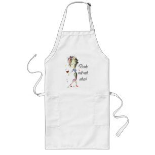 Tablier Long Boissons bien avec d'autres, art drôle de vin