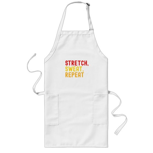 Tablier Long Bold Text "STRETCH, SWEAT, REPEAT." on White Backg (Devant)