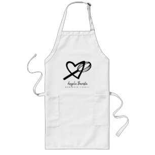 Tablier Long Boulangerie Amour Coeur Énorme Gâteau Commerce Whi