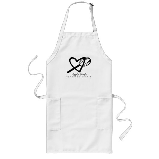 Tablier Long Boulangerie Heart Love Gâteau Business Whisk Main (Devant)