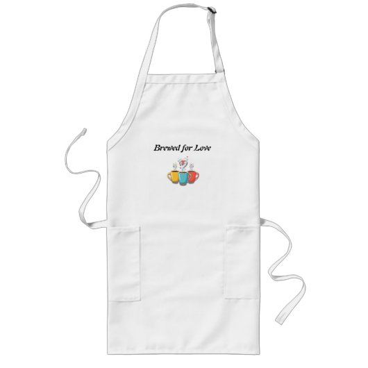 Tablier Long Braved Just Love – Whimsical Coffee Mugs with Hear (Devant)