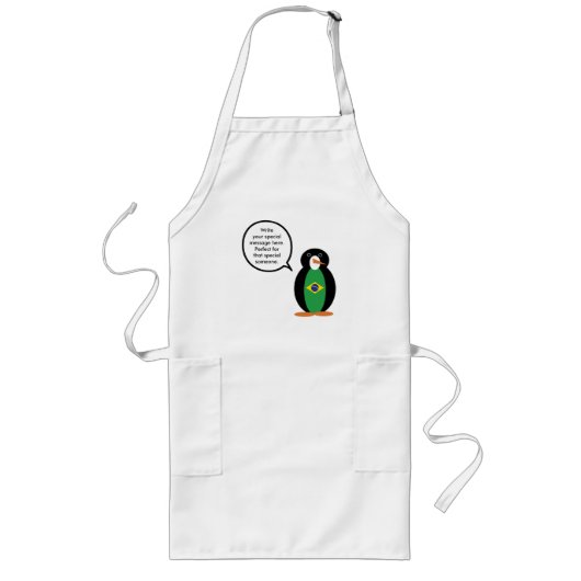 Tablier Long Brazilian Flag Talking Ms. Penguin Long Apron (Devant)