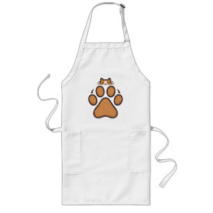 Tablier Long Cachet de chat mignon en Empreinte de patte - Illu