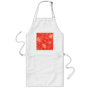 Tablier Long Cadeaux floraux rouges et blancs