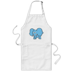 Tablier Long Caricature d'éléphant bleu