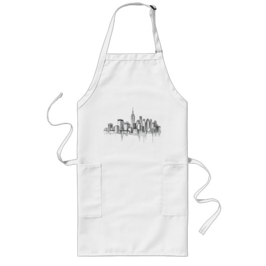Tablier Long Carnet de carbone urbain Skyline Sketch (Devant)