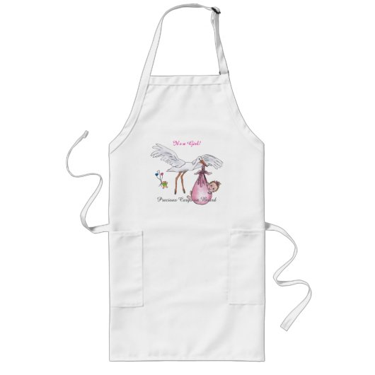 Tablier Long 'C'est une fille ! ' Pron pour maman (Devant)