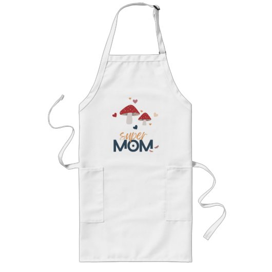 Tablier Long Champignons Super MOM (Devant)