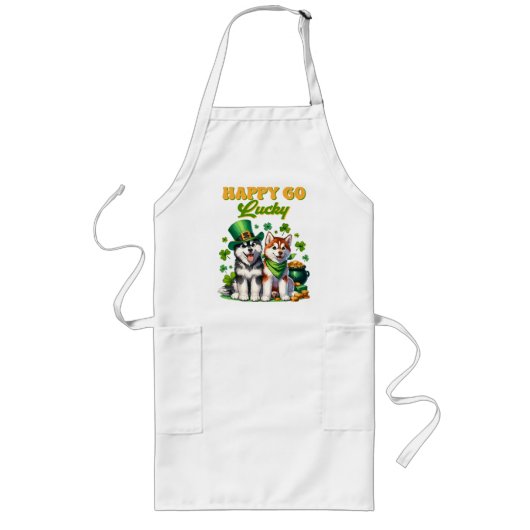 Tablier Long Chanceux Toutou Husky Mignon Saint-Patrick (Devant)