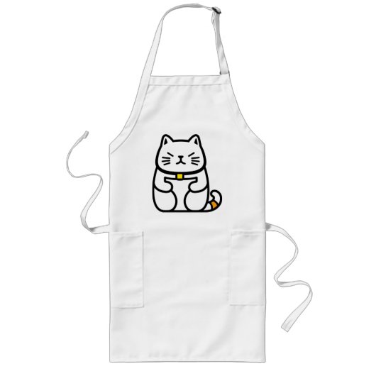 Tablier Long Chat chanceux japonais ou Maneki-Neko (Devant)