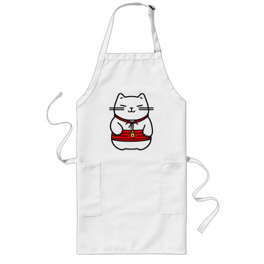 Tablier Long Chat chanceux japonais ou Maneki-Neko (Devant)