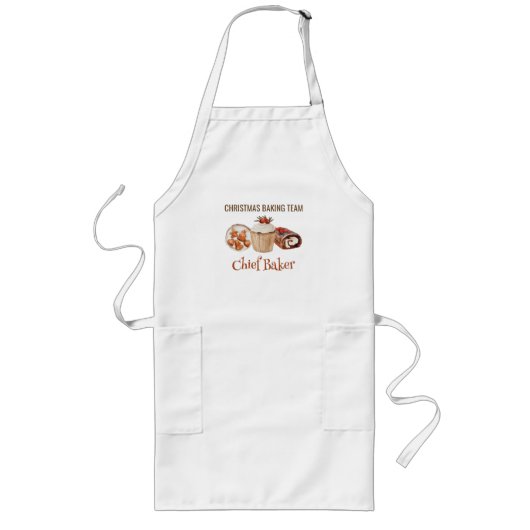 Tablier Long Chef Pâtissier de l'équipe de Noël (Devant)