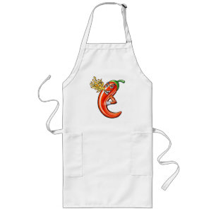 Tablier Long Chili épicé drôle sur feu