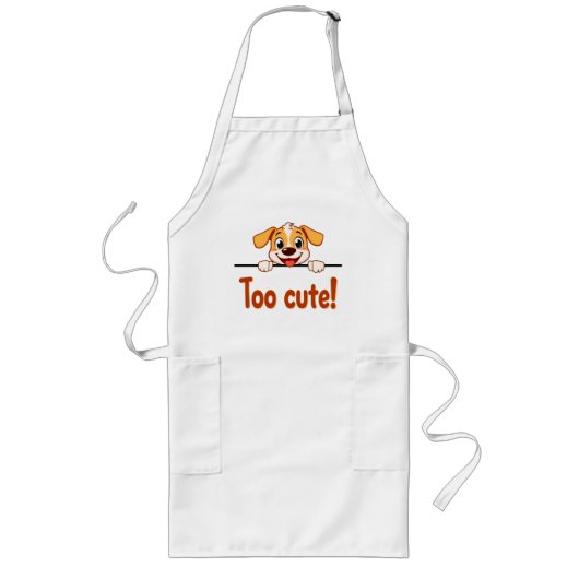 Tablier Long Chiot de dessin animé avec texte attrayant (Devant)