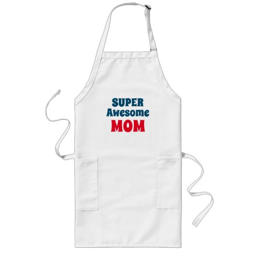 Tablier Long Citation Super Awesome Maman Typographie rouge et (Devant)