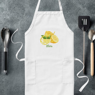 Tablier Long Citrons Aquarelle Personnalisés Simples pour Anniv