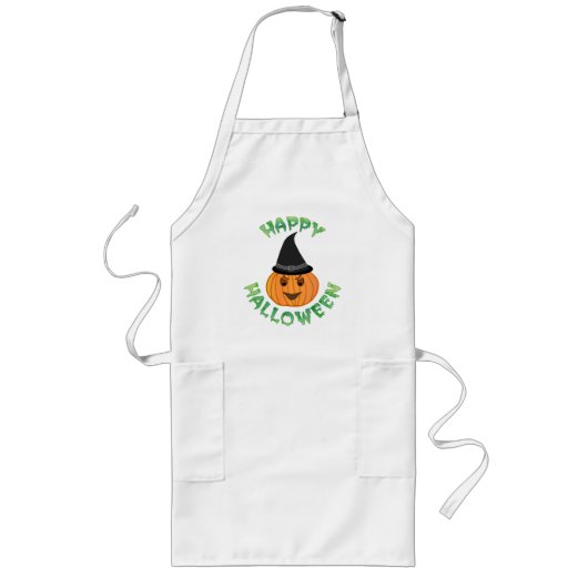 Tablier Long citrouille "HAPPY HALLOWEEN" (Devant)