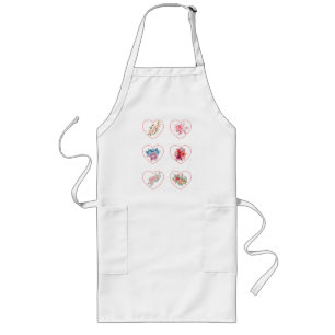Tablier Long Coeurs de pron avec fleurs