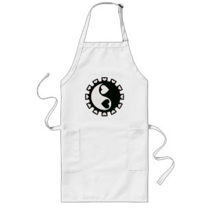 TABLIER LONG COEURS NOIR ET BLANC DE YIN YANG