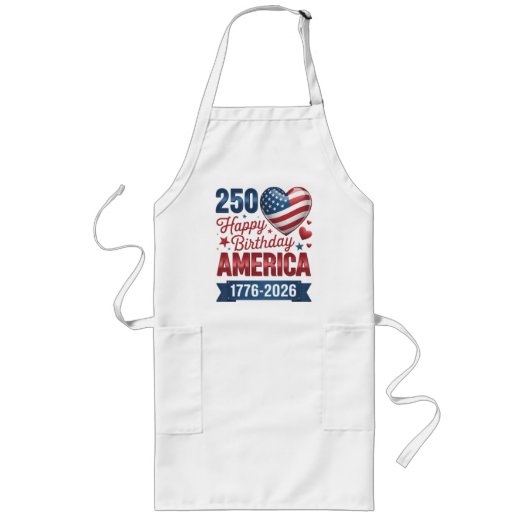 Tablier Long Cœurs USA 1776 2026 4 juillet (Devant)