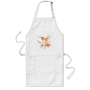 Tablier Long Colibri de Pêche avec motifs floraux
