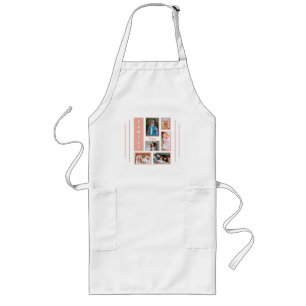 Tablier Long Collage Photo Personnalisé Coral Rose Blush