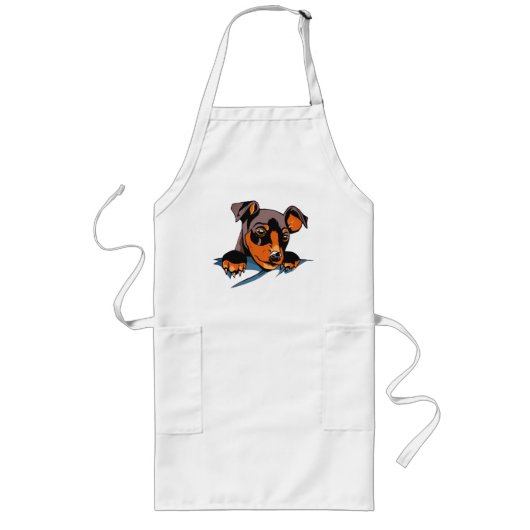 Tablier Long Conception de chiot teckel noir mignon (Devant)