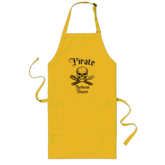 Tablier Long Conception de crâne de maître de barbecue pirate (Devant)